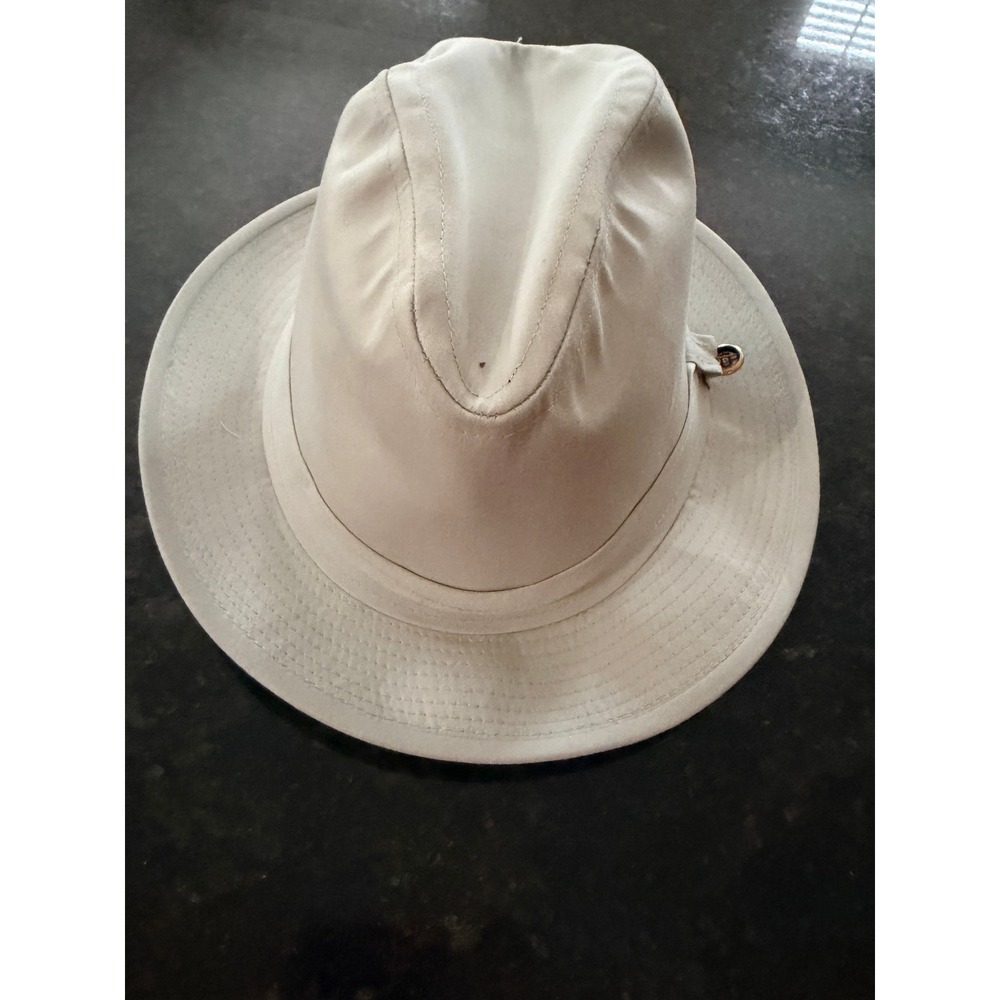 Vintage Design Collection Beige Fedora Hat Wide Brim Made‎ in USA Size 6 7/8